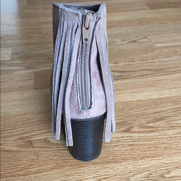 Fringe Taupe Pointed Toe Booties - Picture 2 of 3